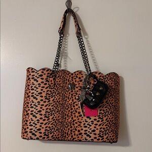 Betsey Johnson Orange and Black Leopard Tote
